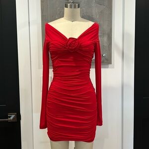 Elegant Red Off-Shoulder Mini Dress
